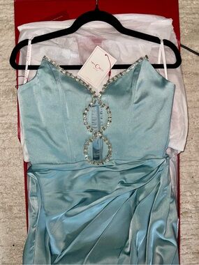 Miss Circle Satin, Bejeweled Evening Gown